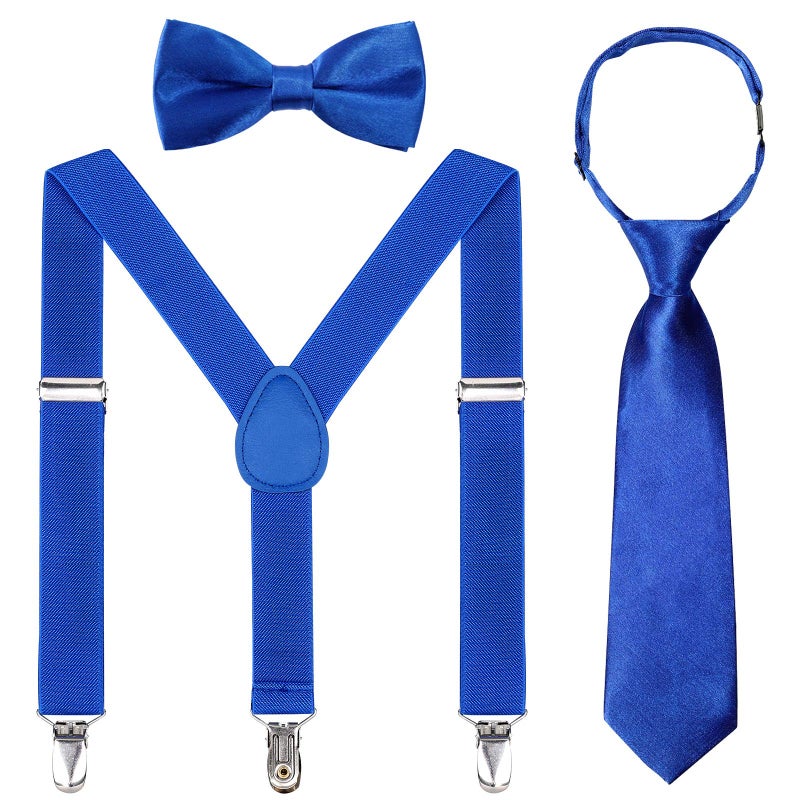 Kajeer Kids Suspender Bowtie Necktie Sets - Adjustable Elastic Classic Accessory Sets for 6 Months to 13 Year Old Boys & Girls (Royal blue, 26 Inches (Fit 6 Months to 6Years)) - Image 1